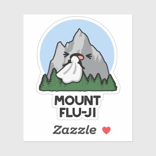 Mount Flu-ji Funny Mountain Pun Aufkleber (Blatt)