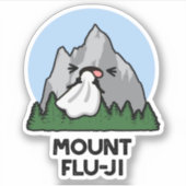 Mount Flu-ji Funny Mountain Pun Aufkleber (Vorderseite)