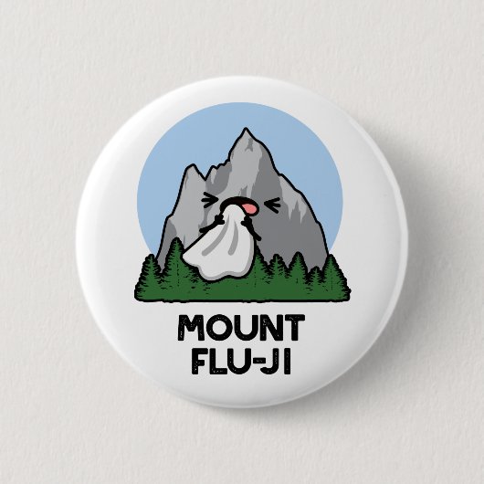 Mount Flu-ji Funny Mountain Pun Button (Vorderseite)