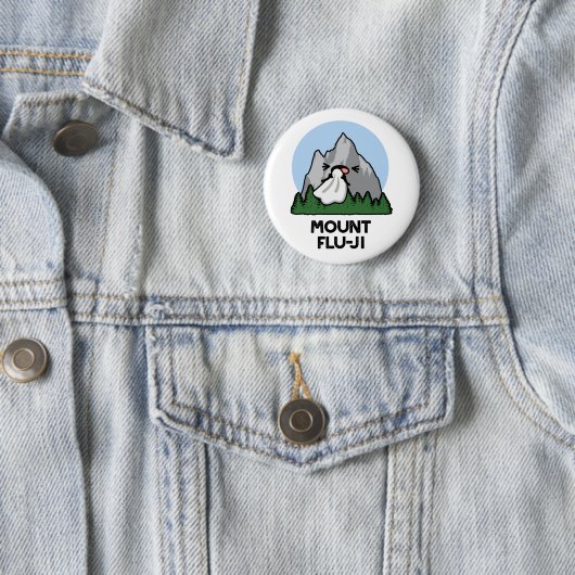 Mount Flu-ji Funny Mountain Pun Button (Beispiel)