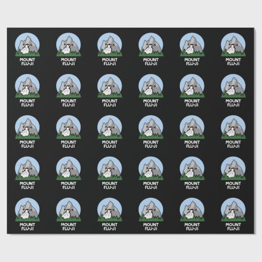 Mount Flu-ji Funny Mountain Pun Dark BG Geschenkpapier (Flach)