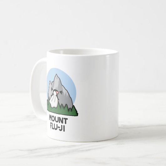 Mount Flu-ji Funny Mountain Pun Kaffeetasse (Vorderseite Links)