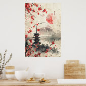 Mount Fuji and Pagoda – Classic Japanese Landscape Poster (Küche)