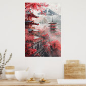 Mount Fuji and Pagoda – Classic Japanese Landscape Poster (Küche)