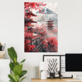 Mount Fuji and Pagoda – Classic Japanese Landscape Poster (Heimbüro)
