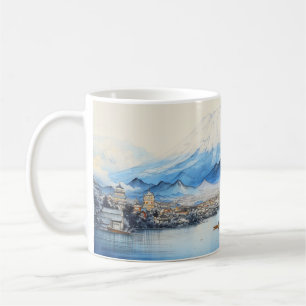 Mount Fuji Aquarellmalerei Design. Kaffeetasse