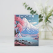 Mount Fuji Cherry Blossoms Retro Travel Postkarte (Stehend Vorderseite)