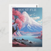 Mount Fuji Cherry Blossoms Retro Travel Postkarte (Vorne/Hinten)