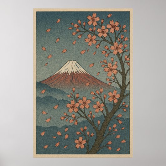 Mount Fuji im Frühling: Kirschblüten Serenität Poster (Vorne)