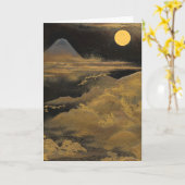Mount Fuji im Mondschein - Golden: Leere Karte (Gelbe Blume)