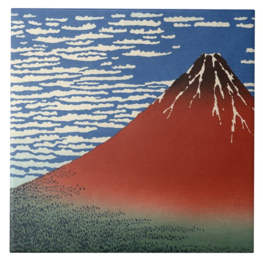 Mount Fuji in Clear Weather (Red Fuji) (Hokusai) Fliese (Vorderseite)