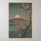 Mount Fuji in Spring: Cherry Blossom Serenity Poster (Vorne)