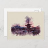 Mount Fuji, Japan, Aquarell, Postkarte (Vorne/Hinten)