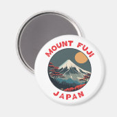 Mount Fuji Japan Distressed Circle Magnet (Vorderseite/Rückseite)