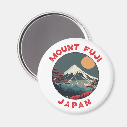 Mount Fuji Japan Distressed Circle Magnet (Vorderseite/Rückseite)