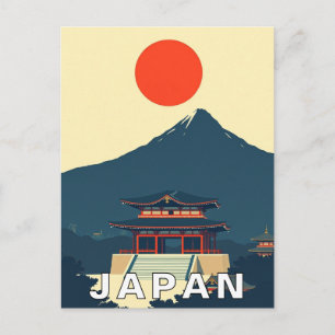 Mount Fuji Japan Minimalistisch Vintage Postkarte
