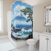 Mount Fuji Japan Ocean View Gemälde Duschvorhang (Beispiel)