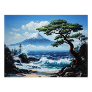 Mount Fuji Japan Ocean View Gemälde Poster