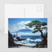 Mount Fuji Japan Ocean View Gemälde Postkarte (Vorne/Hinten)