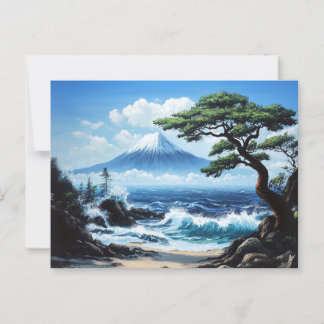 Mount Fuji Japan Ocean View Gemälde Postkarte