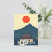 Mount Fuji Japan Pagode Minimalist Retro Postkarte (Stehend Vorderseite)