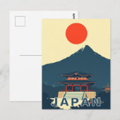 Mount Fuji Japan Pagode Minimalist Retro Postkarte (Vorne/Hinten)