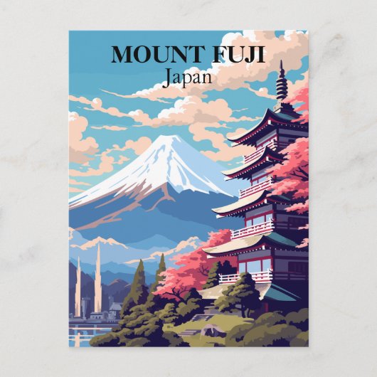 Mount Fuji, Japan Travel Illustration Postkarte (Vorderseite)