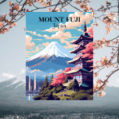 Mount Fuji, Japan Travel Illustration Postkarte