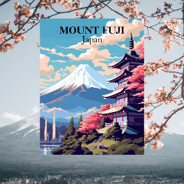 Mount Fuji, Japan Travel Illustration Postkarte