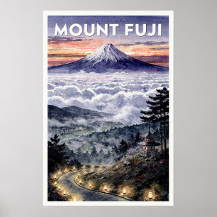 Mount Fuji Japan Vintage Reise Poster