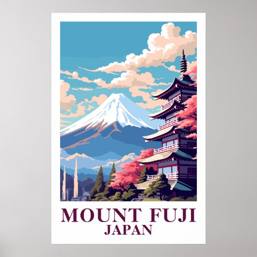 Mount Fuji Japan Vintage Travel Pagoda Art  Poster (Vorne)