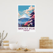 Mount Fuji Japan Vintage Travel Pagoda Art  Poster (Küche)