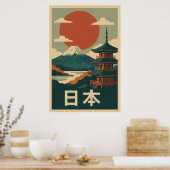 Mount Fuji Japan Vintage Travel - Retro Poster (Küche)