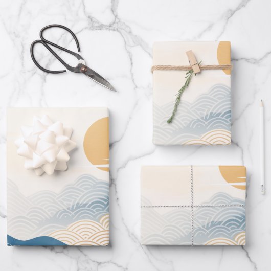 Mount Fuji Japanese Wave Ukiyo-e Art Geschenkpapier Set (Vorderseite)