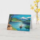 Mount Fuji Japanese Woodblock - Beautiful Karte (Gelbe Blume)