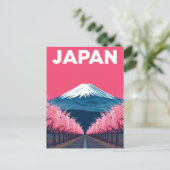 Mount Fuji Kirschblüten Retro Postkarte (Stehend Vorderseite)