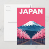 Mount Fuji Kirschblüten Retro Postkarte (Vorne/Hinten)