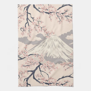 Mount Fuji mit Kirschblüten – Japanisch (2) Geschirrtuch