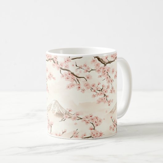 Mount Fuji mit Kirschblüten – Japanisch (3) Kaffeetasse (VorderseiteRechts)