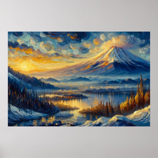Mount Fuji Oil Painting Poster (Vorne)