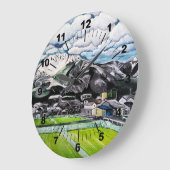 Mount Fuji Painting by Alfred Fox Große Wanduhr (Winkel)