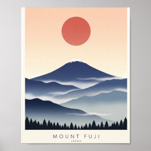 Mount Fuji Poster, Japan Landschaft Rote Sonne Son Poster