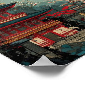 Mount Fuji & Red Pagoda Poster – Japanese Sunrise  (Ecke)