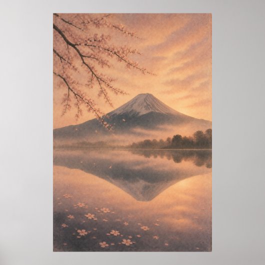 Mount Fuji Reflexion Japandi-Wandkunstposter Poster (Vorne)