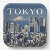 Mount Fuji | Shinjuku District Skyline Tokio Japan Pappteller (Vorderseite)