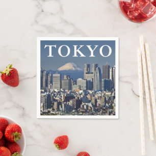 Mount Fuji Skyline des Bezirks Shinjuku Tokio Ja Serviette