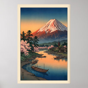 Mount Fuji Sonnenuntergang-Druck - Dämmernder Himm Poster