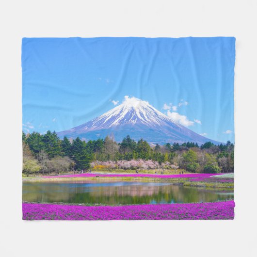 Mount Fuji Trees und Blume Fleecedecke (Vorderseite (Horizontal))