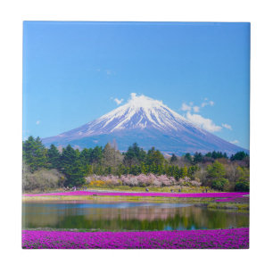 Mount Fuji Trees und Blume Fliese