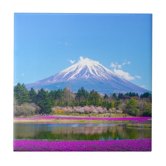 Mount Fuji Trees und Blume Fliese (Vorderseite)
